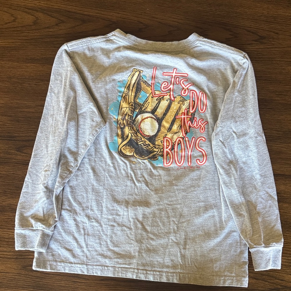 Children's Long-Sleeve Baseball Crewneck Shirt - Light Gray